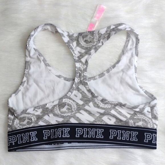 PINK by Victoria's Secret Sports Bra size Small color Grey/White/Black - Picture 2 of 5